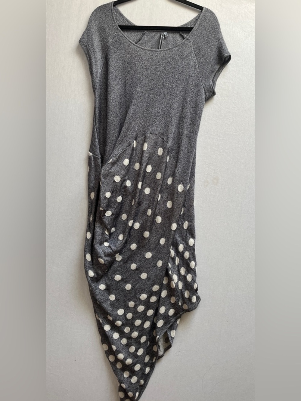 Taylor Boutique NZ Asymmetrical Polka Dot Linen Blend Knit Dress Size L